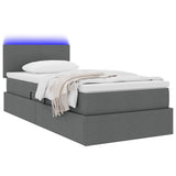 LED Storage Bed with Mattress Dark Grey 107 x 203 cm Fabric