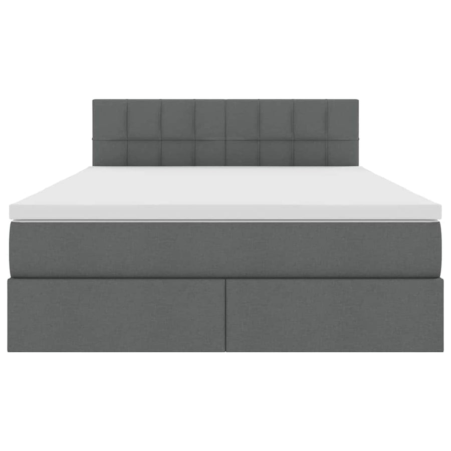LED Storage Bed with Mattress Dark Grey 137 x 190 cm Fabric