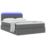LED Storage Bed with Mattress Dark Grey 137 x 190 cm Fabric