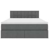 LED Storage Bed with Mattress Dark Grey 152 x 203 cm Fabric
