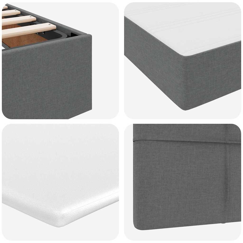 LED Storage Bed with Mattress Dark Grey 107 x 203 cm Fabric