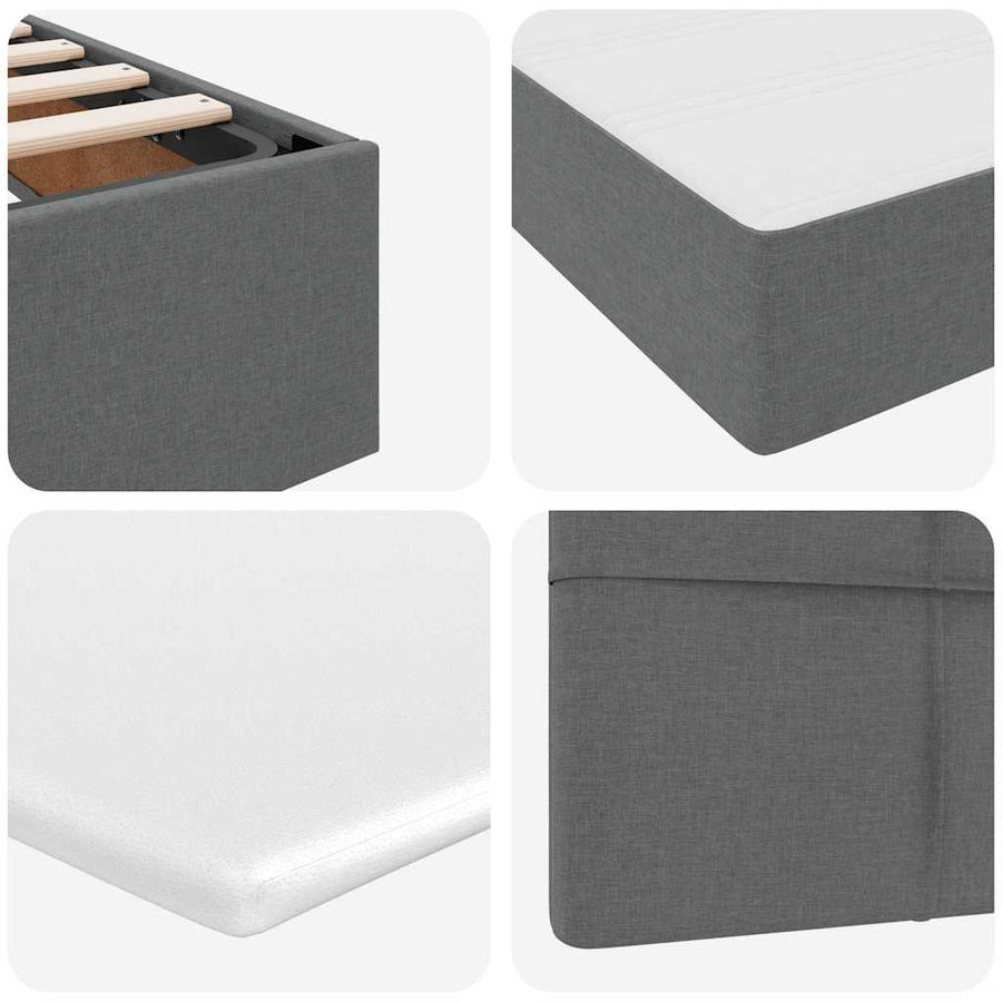 LED Storage Bed with Mattress Dark Grey 107 x 203 cm Fabric
