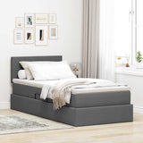 LED Storage Bed with Mattress Dark Grey 107 x 203 cm Fabric