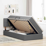 LED Storage Bed with Mattress Dark Grey 107 x 203 cm Fabric