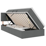 LED Storage Bed with Mattress Dark Grey 107 x 203 cm Fabric