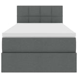 LED Storage Bed with Mattress Dark Grey 107 x 203 cm Fabric