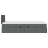 LED Storage Bed with Mattress Dark Grey 107 x 203 cm Fabric
