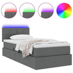LED Storage Bed with Mattress Dark Grey 107 x 203 cm Fabric