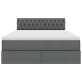 LED Storage Bed with Mattress Dark Grey 152 x 203 cm Fabric