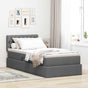 LED Storage Bed with Mattress Dark Grey 107 x 203 cm Fabric