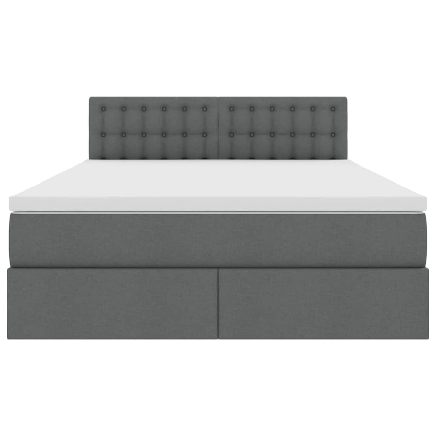 LED Storage Bed with Mattress Dark Grey 137 x 190 cm Fabric