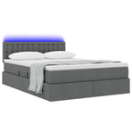 LED Storage Bed with Mattress Dark Grey 137 x 190 cm Fabric