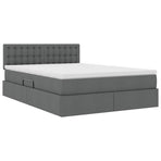 LED Storage Bed with Mattress Dark Grey 152 x 203 cm Fabric