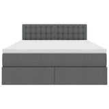 LED Storage Bed with Mattress Dark Grey 152 x 203 cm Fabric