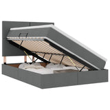 Storage Bed with Headboard Dark Grey 153 x 203 cm Fabric