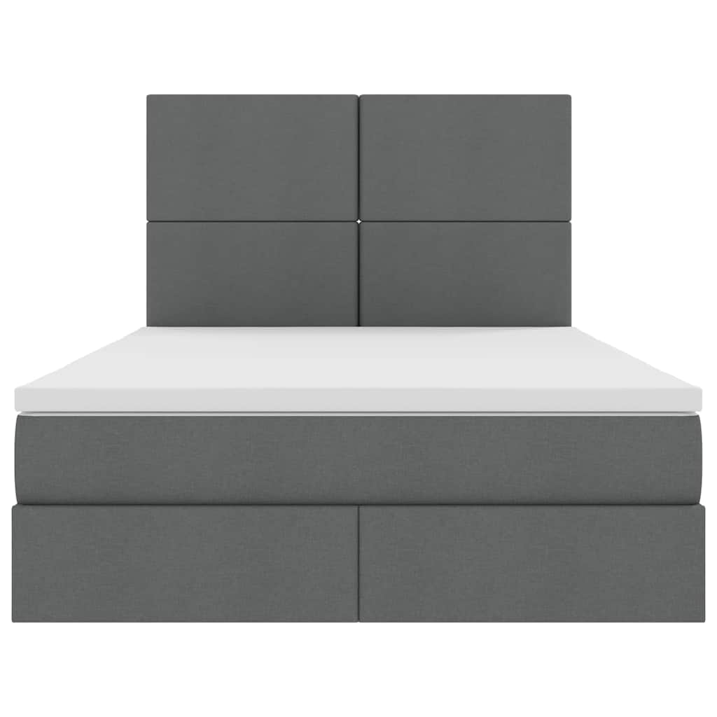 Storage Bed with Headboard Dark Grey 153 x 203 cm Fabric