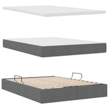 Storage Bed with Headboard Dark Grey 153 x 203 cm Fabric