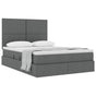 Storage Bed with Headboard Dark Grey 153 x 203 cm Fabric