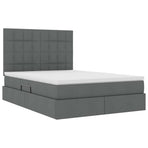 Storage Bed with Headboard Dark Grey 137 x 190 cm Fabric