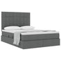 Storage Bed with Headboard Dark Grey 137 x 190 cm Fabric