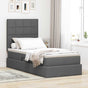 Storage Bed with Headboard Dark Grey 107 x 203 cm Fabric
