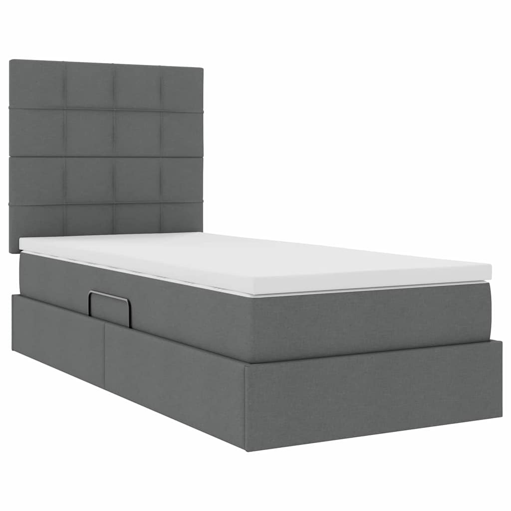 Storage Bed with Headboard Dark Grey 107 x 203 cm Fabric