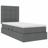 Storage Bed with Headboard Dark Grey 107 x 203 cm Fabric