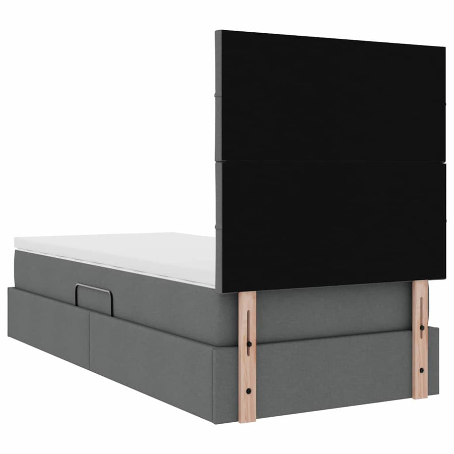 Storage Bed with Headboard Dark Grey 107 x 203 cm Fabric