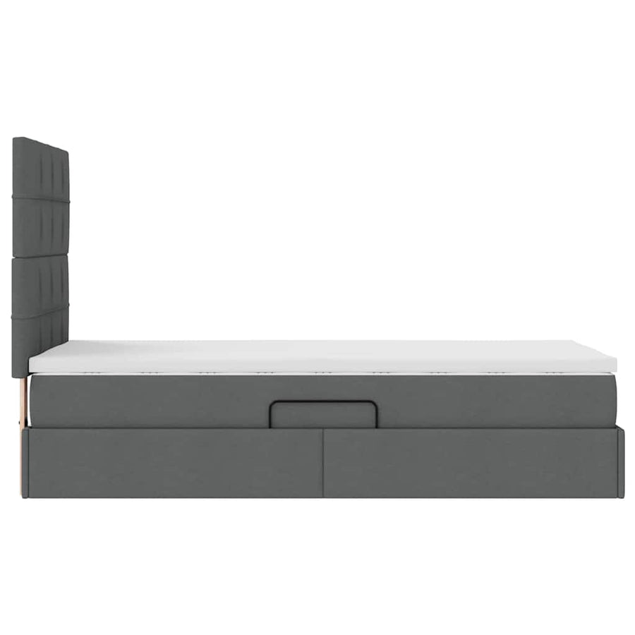 Storage Bed with Headboard Dark Grey 107 x 203 cm Fabric