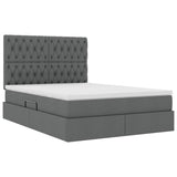 Storage Bed with Headboard Dark Grey 137 x 190 cm Fabric