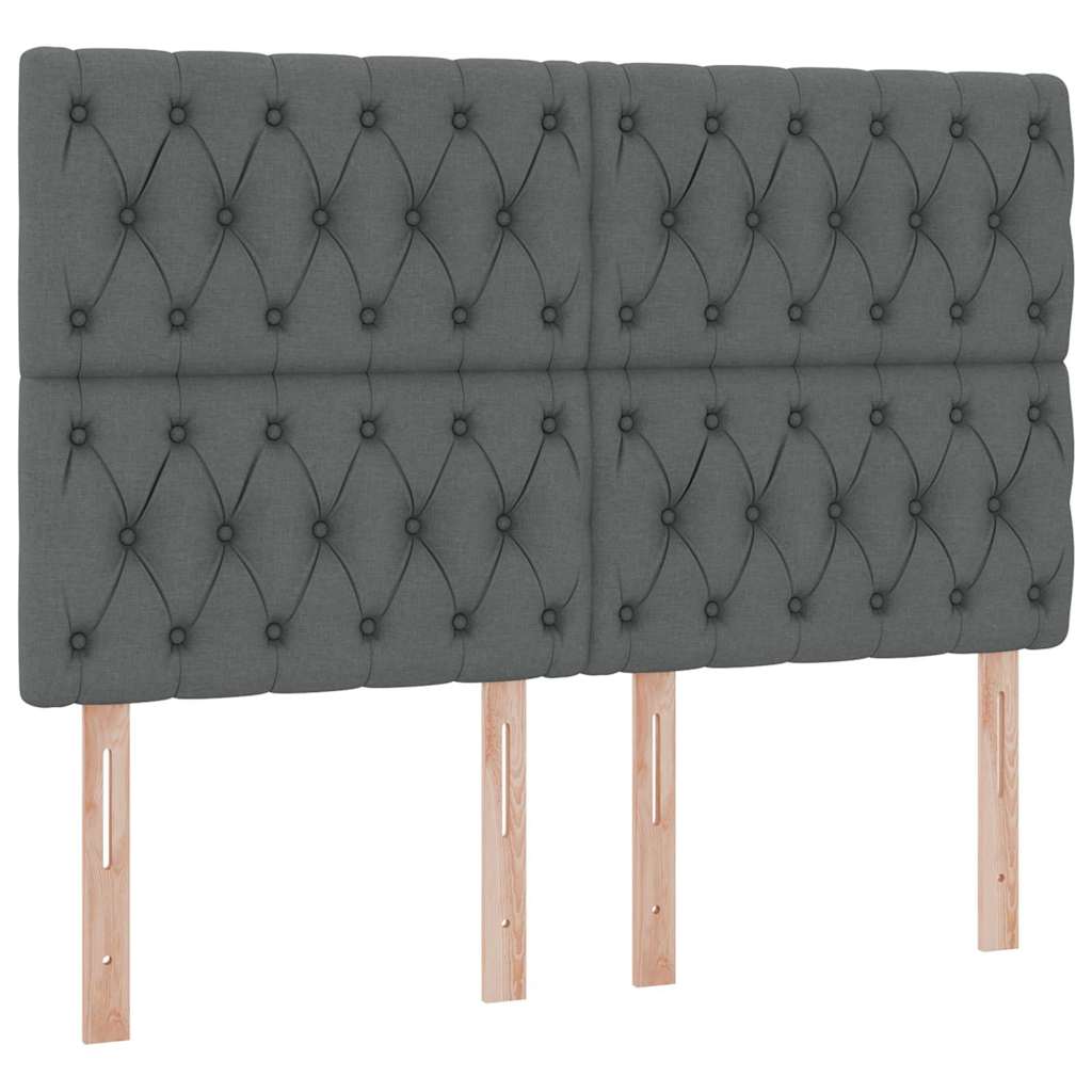 Storage Bed with Headboard Dark Grey 137 x 190 cm Fabric