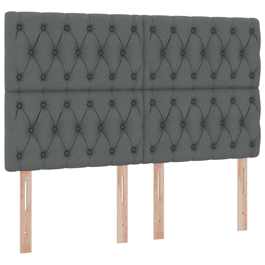 Storage Bed with Headboard Dark Grey 153 x 203 cm Fabric