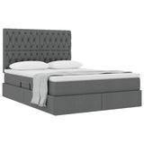 Storage Bed with Headboard Dark Grey 153 x 203 cm Fabric