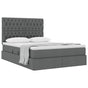 Storage Bed with Headboard Dark Grey 153 x 203 cm Fabric