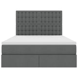 Storage Bed with Headboard Dark Grey 137 x 190 cm Fabric - Close-Up Angle