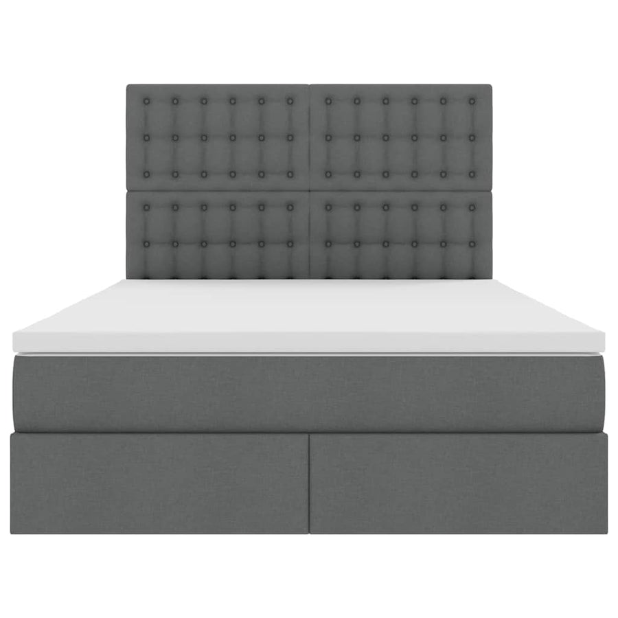 Storage Bed with Headboard Dark Grey 137 x 190 cm Fabric