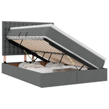 Storage Bed with Headboard Dark Grey 153 x 203 cm Fabric - Front View