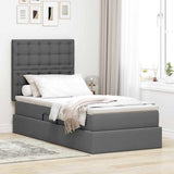 Storage Bed with Headboard Dark Grey 107 x 203 cm Fabric