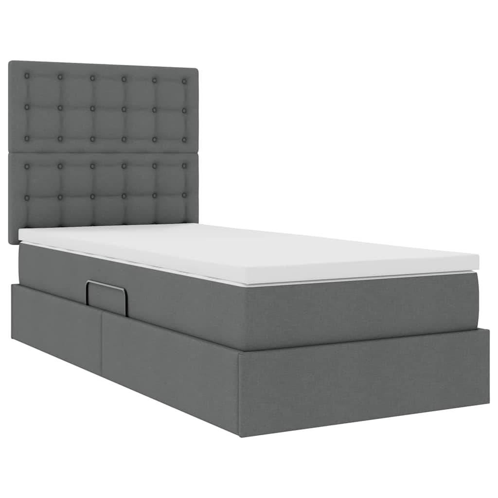 Storage Bed with Headboard Dark Grey 107 x 203 cm Fabric