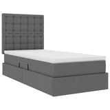 Storage Bed with Headboard Dark Grey 107 x 203 cm Fabric
