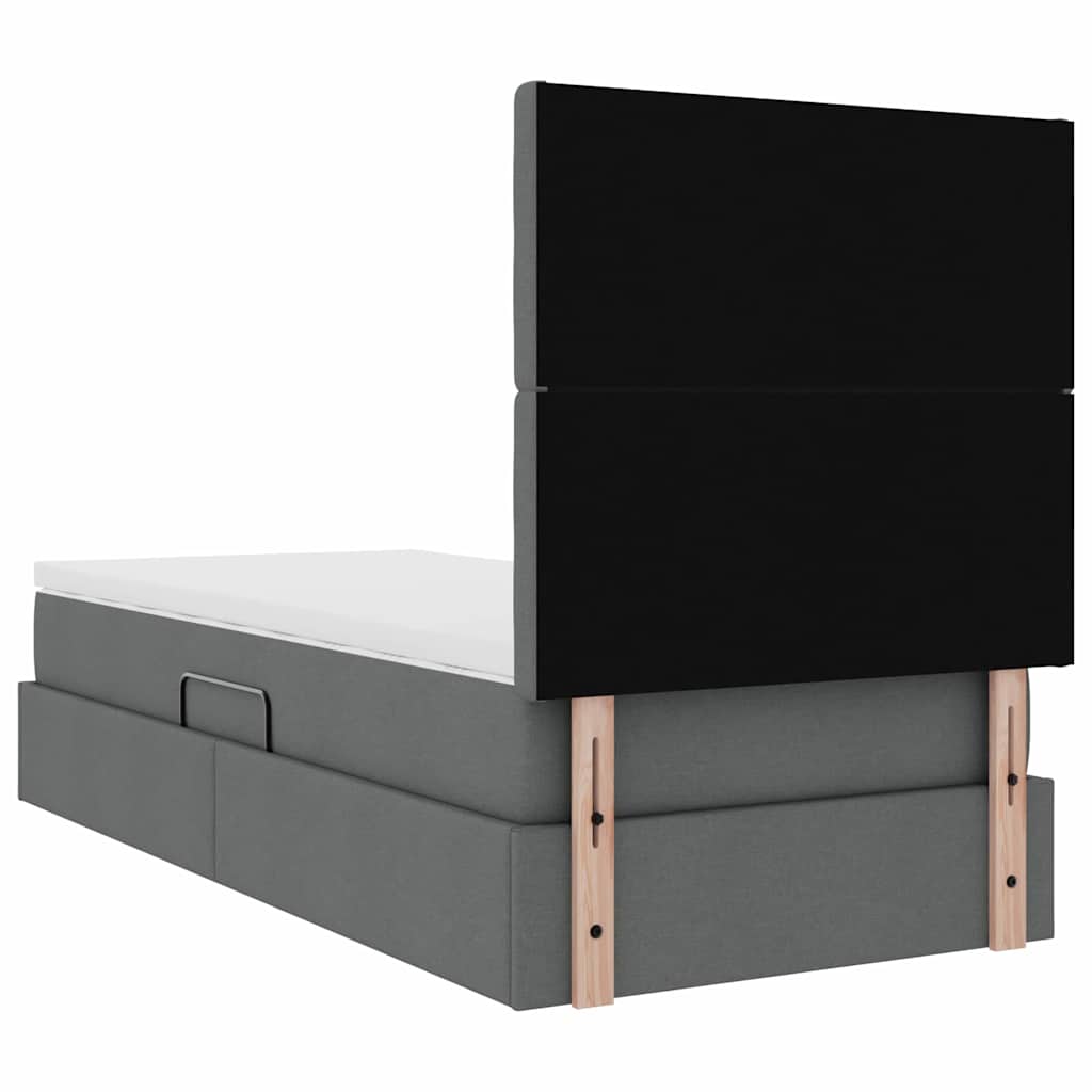 Storage Bed with Headboard Dark Grey 107 x 203 cm Fabric