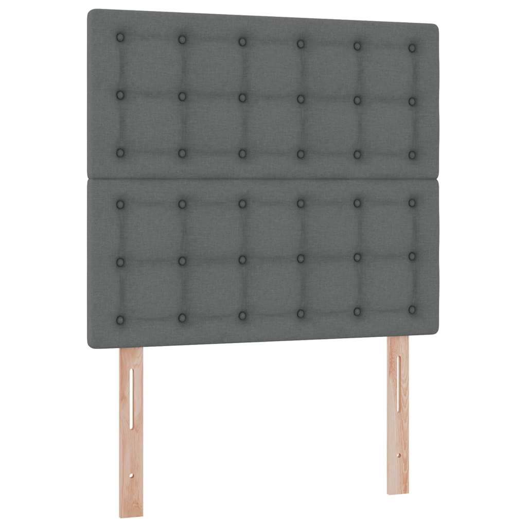 Storage Bed with Headboard Dark Grey 107 x 203 cm Fabric
