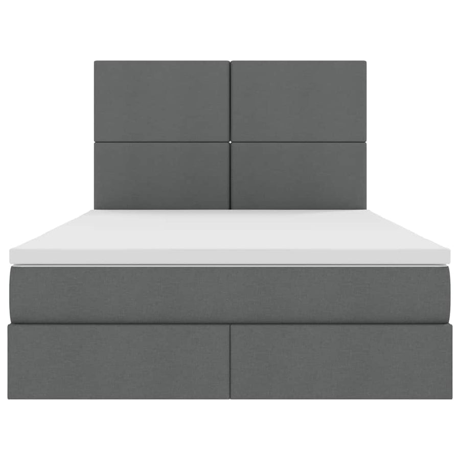 LED Storage Bed with Mattress Dark Grey 137 x 190 cm Fabric