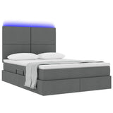 LED Storage Bed with Mattress Dark Grey 137 x 190 cm Fabric