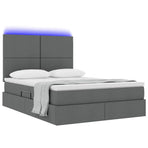 LED Storage Bed with Mattress Dark Grey 152 x 203 cm Fabric