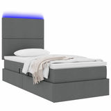 LED Storage Bed with Mattress Dark Grey 107 x 203 cm Fabric
