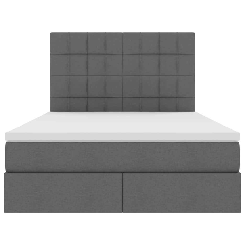 LED Storage Bed with Mattress Dark Grey 137 x 190 cm Fabric