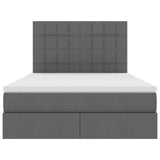 LED Storage Bed with Mattress Dark Grey 137 x 190 cm Fabric