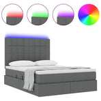 LED Storage Bed with Mattress Dark Grey 137 x 190 cm Fabric