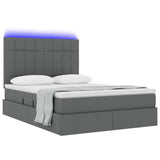 LED Storage Bed with Mattress Dark Grey 152 x 203 cm Fabric